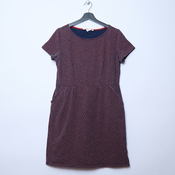 Boden Phoebe Buttercup Floral Dress Navy Blue Red 10 Petite Large Cottagecore - Picture 2 of 10